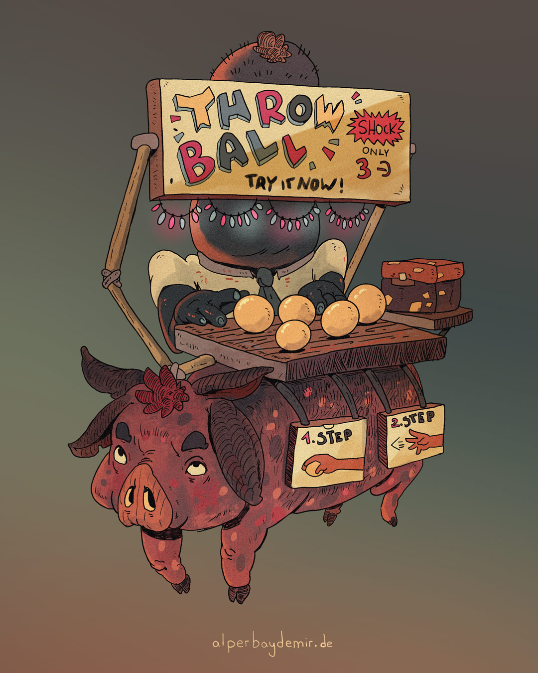 illustration Schwein als Ladenfläche