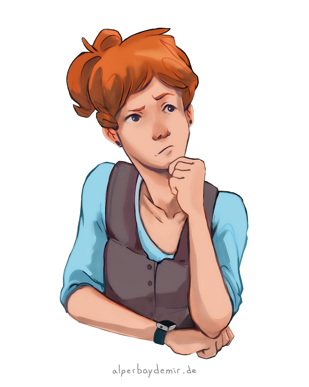 Mädchen aus der 10. Klasse in nachdenklicher Pose.